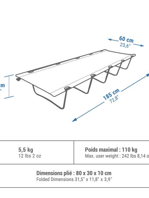 Decathlon Quechua 24" Camp Bed - 1 Person