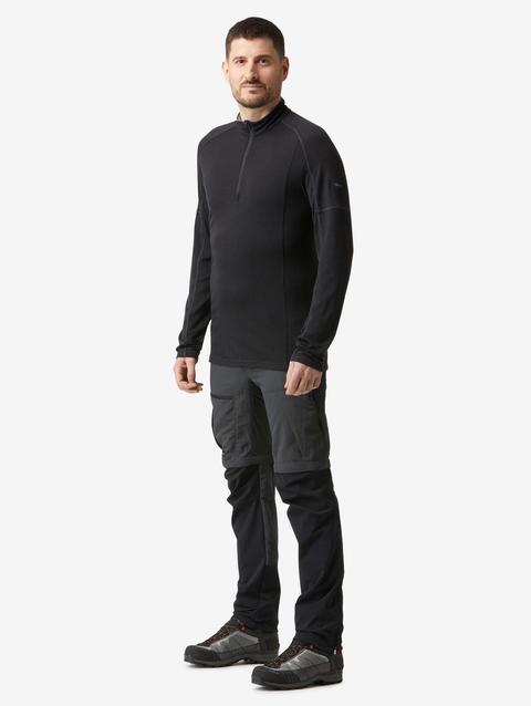 Decathlon Forclaz Men's Mountain Backpacking Merino Wool Long-Sleeved T-Shirt with zip collar - MT500