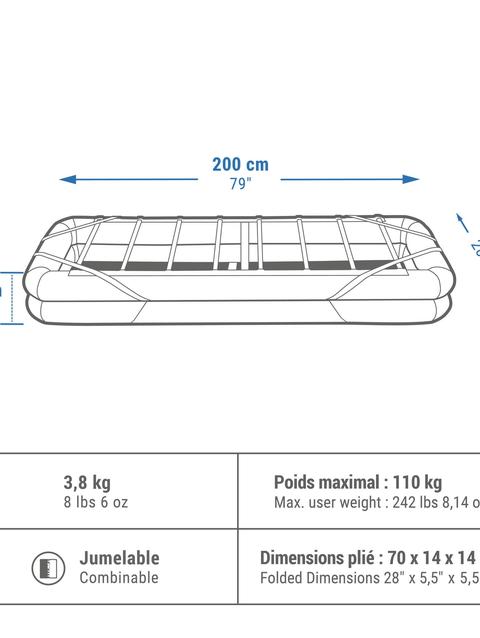 Decathlon Quechua Camp Bed Air 79" Inflatable Camping Bed Base