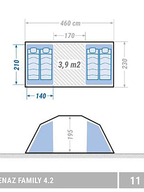 Decathlon Quechua Family Camping Tent 4 Person 2 Rooms *Factory Seconds*